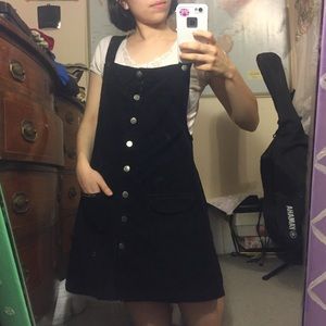 Vintage Black Corduroy Overall Dress